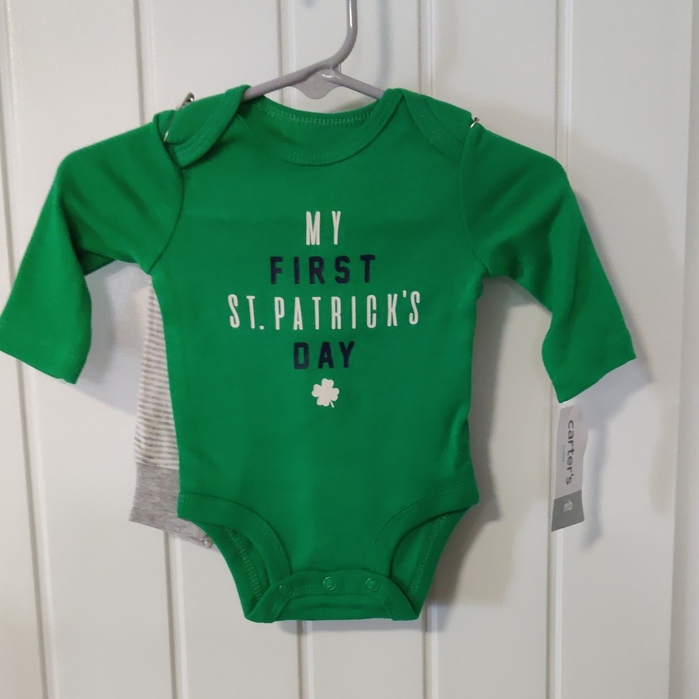 Carter's 'My First St. Patrick's Day' Long-Sleeve Matching Set Shamrock Butt
